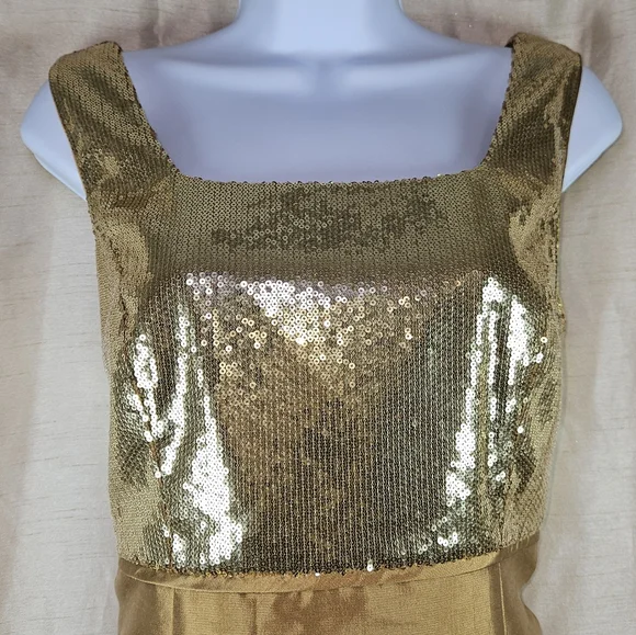 NWOT Talbots gold bronze sequined silk shift dress Womens 12 - Picture 6 of 9
